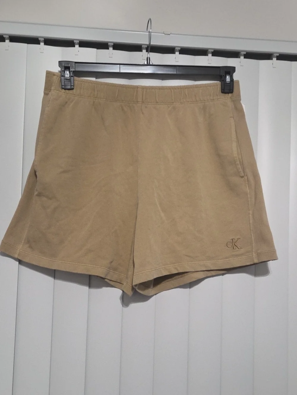 Calvin Klein Beige Elastic-Waist Cotton Shorts